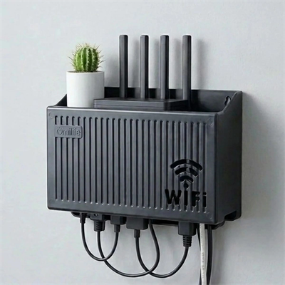 Duvar Tipi Wi-fi Modem Saklama Kutusu(siyah) – Kablo Düzenleyici Router Raf Organizer Bx40
