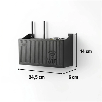 Duvar Tipi Wi-fi Modem Saklama Kutusu(siyah) – Kablo Düzenleyici Router Raf Organizer Bx40