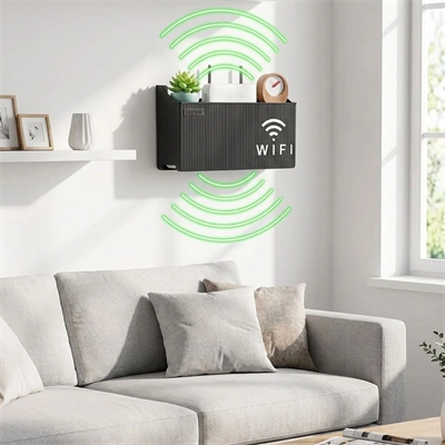 Duvar Tipi Wi-fi Modem Saklama Kutusu(siyah) – Kablo Düzenleyici Router Raf Organizer Bx40