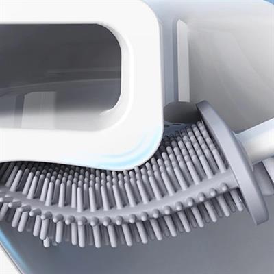 Duvara Monte Edilebilir Kapaklı Askılı Klozet Yumuşak Silikon Başlıklı Tuvalet Fırçası Seti (3936)