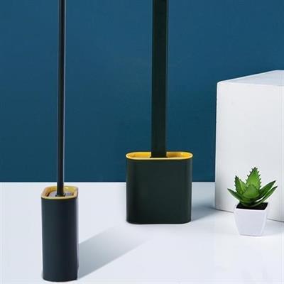 Duvara Monte Edilebilir Kapaklı Askılı Klozet Yumuşak Silikon Başlıklı Tuvalet Fırçası Seti (3936)