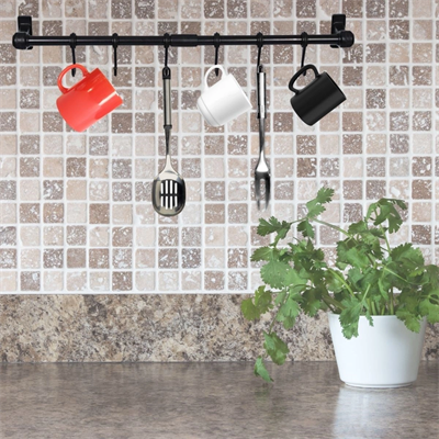 Duvara Monte Edilen 6 Kancalı Dekor Kaşıklık Ve Kupa Askısı Bx40