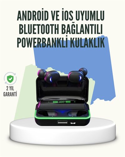 E10 Powerbank Şarjlı Bluetooth 5.1 Kulaklık Spor ve Oyun İçin