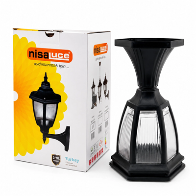 E27 - Ip44 Siyah 60w Set Üstü Bahçe-balkon Sokak Lambası - Armatür Ebh01-s Bx40