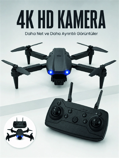 E99 Pro 4K HD Kameralı Katlanabilir Drone APP Kontrollü Uzaktan Kumandalı Mini Drone