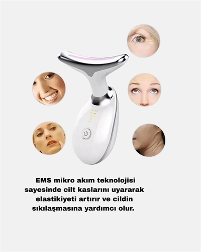 EMS Mikro Akım Yüz ve Boyun Sıkılaştırıcı Cihaz 7000 VPM Titreşim Isı Terapili