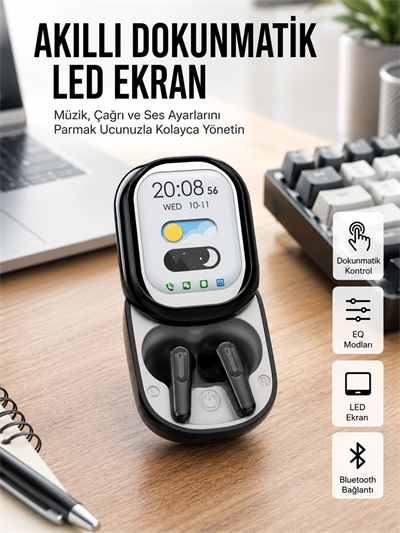 ENC Destekli Bluetooth 5.4 Kulaklık – EQ Ayarlı, Akıllı Kutulu