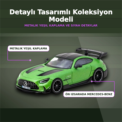 Eco Lounge 1/64 Ölçekli Mercedes-Benz AMG GT Black Series Yeşil Model Araba