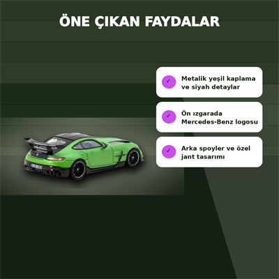 Eco Lounge 1/64 Ölçekli Mercedes-Benz AMG GT Black Series Yeşil Model Araba