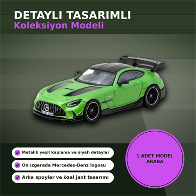 Eco Lounge 1/64 Ölçekli Mercedes-Benz AMG GT Black Series Yeşil Model Araba