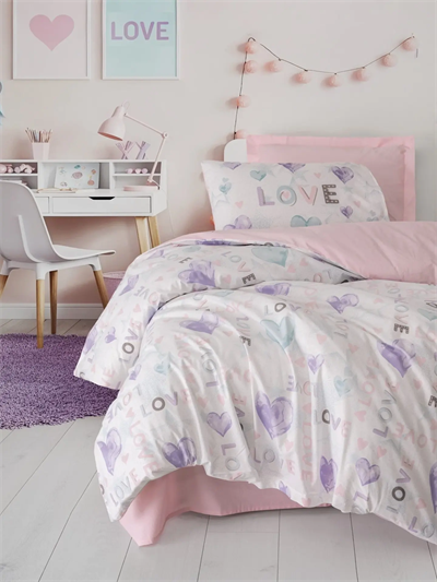 Eco Lounge Genç Ranforce Nevresim Takımı Tek Kişilik Lovella Pembe