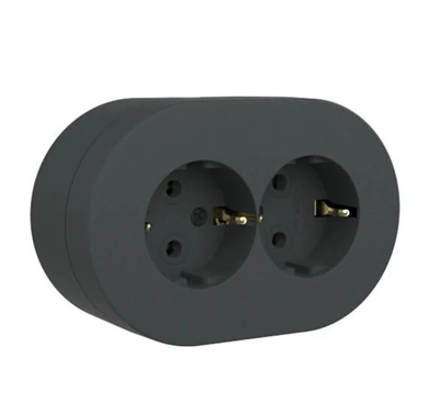 Eco Lounge Ovivo Xone Antrasit İikili Topraklı Priz Sıva Üstü