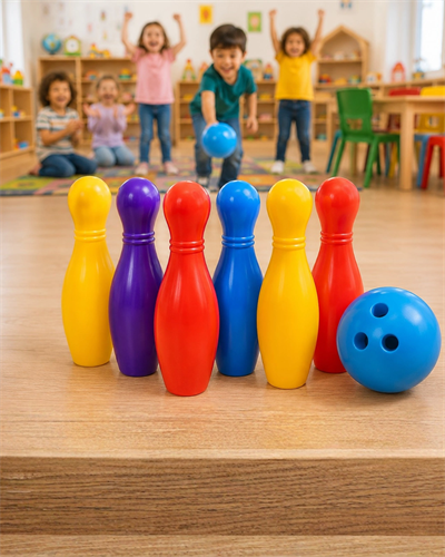 Eğlenceli Bowling Oyuncak Seti Çocuklar İçin Renkli Kuka ve Top