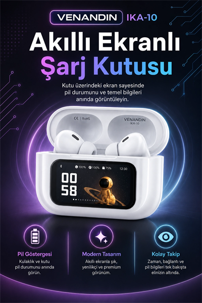 Ekran Göstergeli Kablosuz Kulak İçi Kulaklık Şarj Kutulu Müzik Ve Görüşme Uyumlu