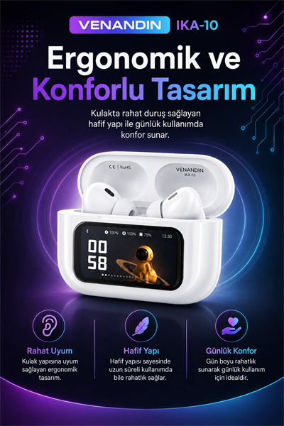 Ekran Göstergeli Kablosuz Kulak İçi Kulaklık Şarj Kutulu Müzik Ve Görüşme Uyumlu