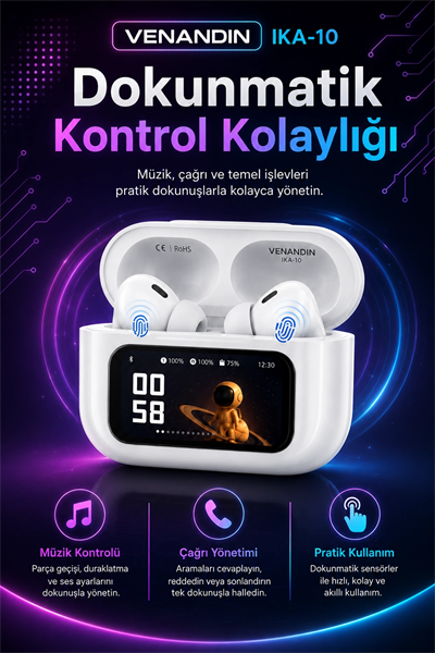Ekran Göstergeli Kablosuz Kulak İçi Kulaklık Şarj Kutulu Müzik Ve Görüşme Uyumlu
