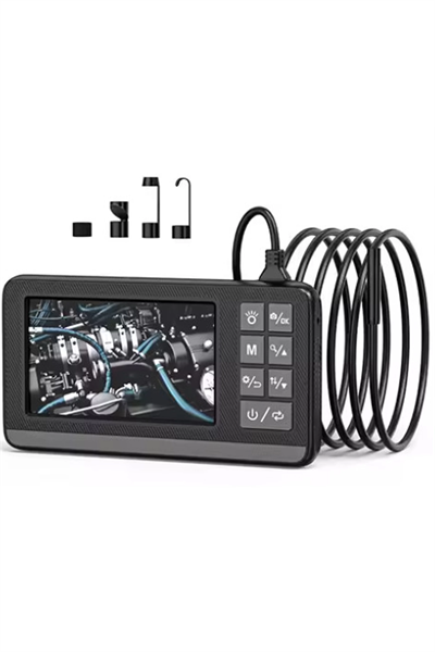Ekranlı Çift Kameralı 5 Mt Sert Kablo Endoskop Kamera 8 Mm 4.3 Inc Hafıza Kart Destekli