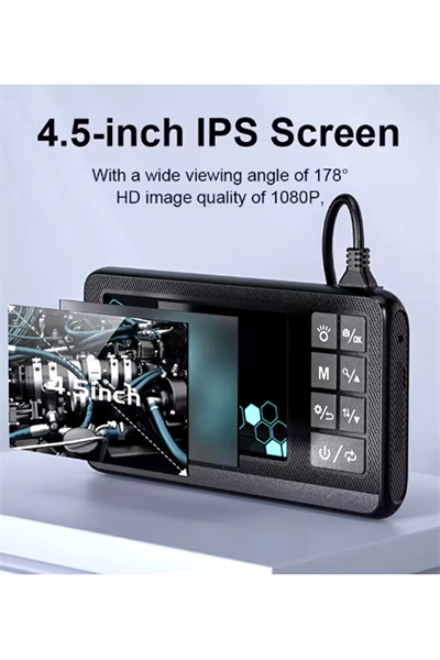 Ekranlı Çift Kameralı 5 Mt Sert Kablo Endoskop Kamera 8 Mm 4.3 Inc Hafıza Kart Destekli