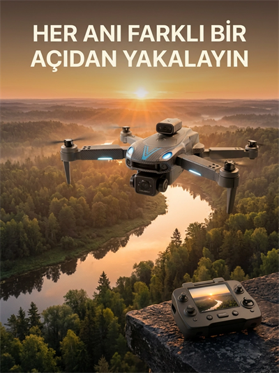 Ekranlı Kumandalı Çift Kameralı Drone ile Havadan Çekim
