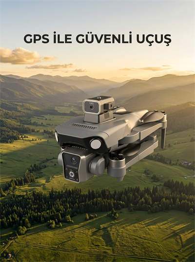 Ekranlı Kumandalı GPS Drone Çift Kameralı Katlanabilir Hava Aracı