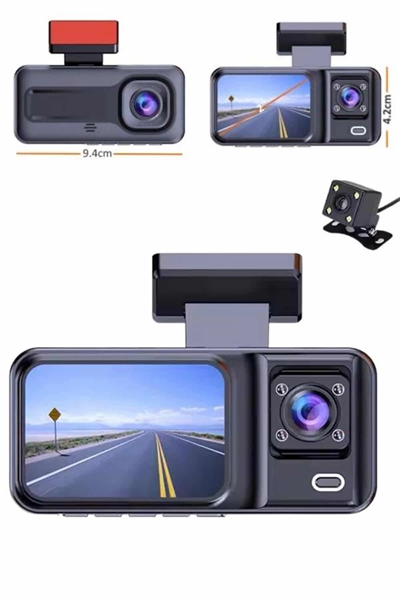 Ekranlı Sürüş Kaydedici DVR Ön ve Arka Kameralı Full HD Çözünürlüklü