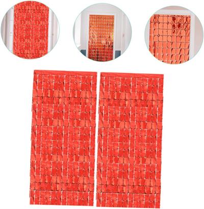 Ekstra Metalize Kırmızı Renk Disko Dikdörtgen Kesim Kapı Perdesi Dekorasyon 1x2 Metre (3936)