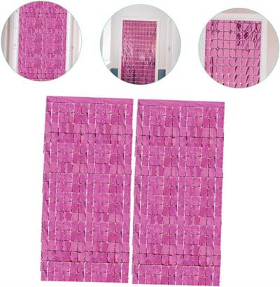 Ekstra Metalize Rose Gold Renk Disko Dikdörtgen Kesim Kapı Perdesi Dekorasyon 1x2 Metre (3936)