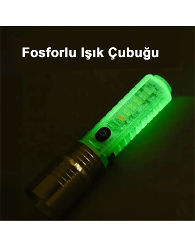 El Feneri 8 Mod Şarjlı Fosforlu Mıknatıslı Led El Feneri