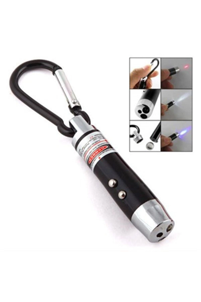 El Feneri Anahtarlık Işıklı Anahtarlık 3 Fonksyonlu Lazer Led Fener