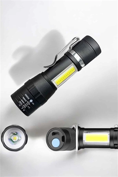 El Feneri Led USB Şarjlı Zoom Mini Led Işık Acil Durum Feneri