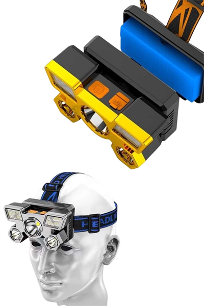 El Feneri Süper Kafa Lambası 4 Modlu 5 Led Kafa Feneri