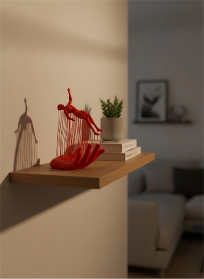 El Formlu İnsan Figürü Kırmızı Modern Dekoratif Biblo Soyut Tasarım 12x18 cm