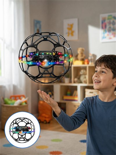 El Hareketi Kontrollü Futbol Topu Tasarımlı Drone LED Işıklı