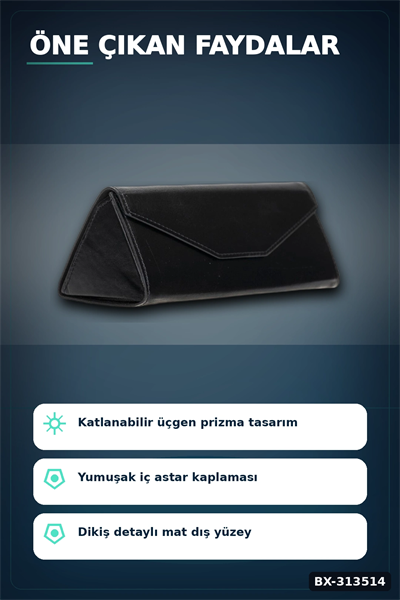 El Işi Hakiki Deri Siyah Gözlük Kılıfı 15.5x6 Cm Erkek Kadın Hediyelik BX-313514