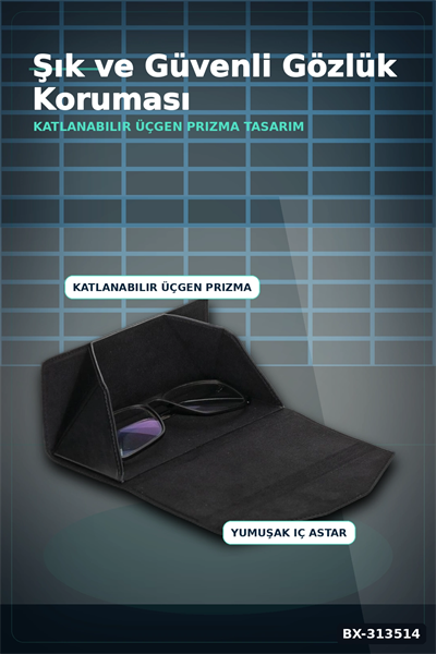 El Işi Hakiki Deri Siyah Gözlük Kılıfı 15.5x6 Cm Erkek Kadın Hediyelik BX-313514