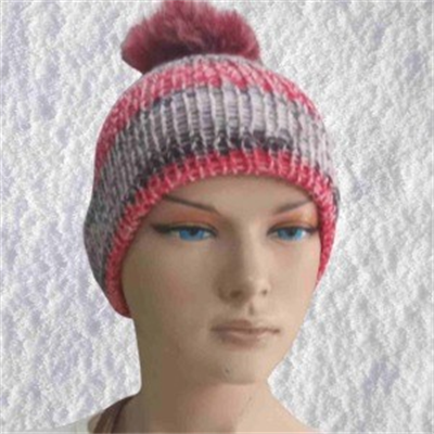 El Örgüsü Doğal Yün Ve Akrilik Karışımlı Sıcacık Kış Beresi Açık Pembe Karışımlı Renk