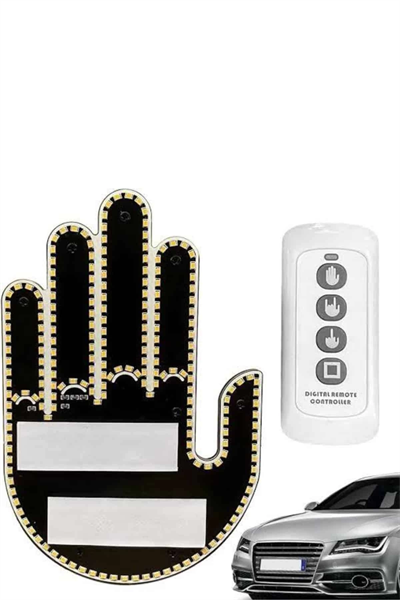 El Orta Parmak Led Kumandalı Araç İçi Reflektör Arka Cam El Simgesi