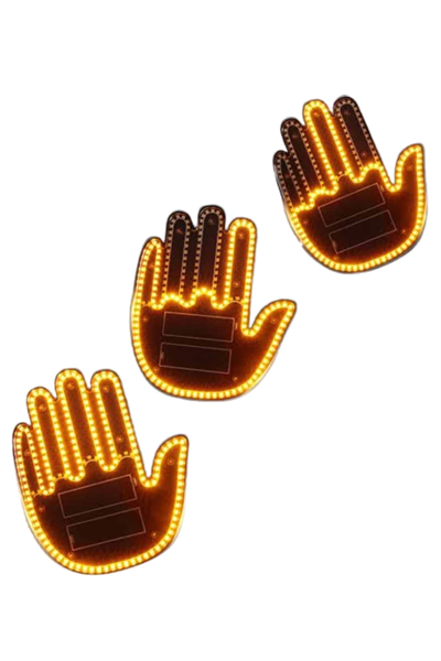 El Orta Parmak Led Kumandalı Araç İçi Reflektör Arka Cam El Simgesi