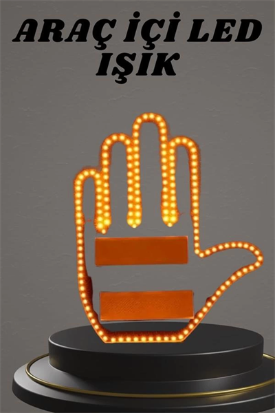 El Orta Parmak Led Kumandalı Araç İçi Reflektör Arka Cam El Simgesi