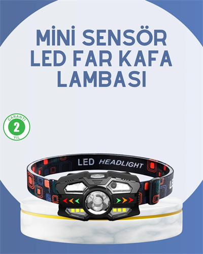 El Sensörlü LED Far Suya Dayanıklı Şarjlı Kafa Lambası