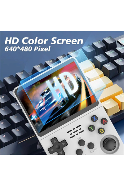 El tipi retro oyun konsolu 64 GB hafıza 15000 oyun Linux işletim sistemi IPS ekran beyaz Bluetooth