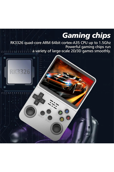 El tipi retro oyun konsolu 64 GB hafıza 15000 oyun Linux işletim sistemi IPS ekran beyaz Bluetooth