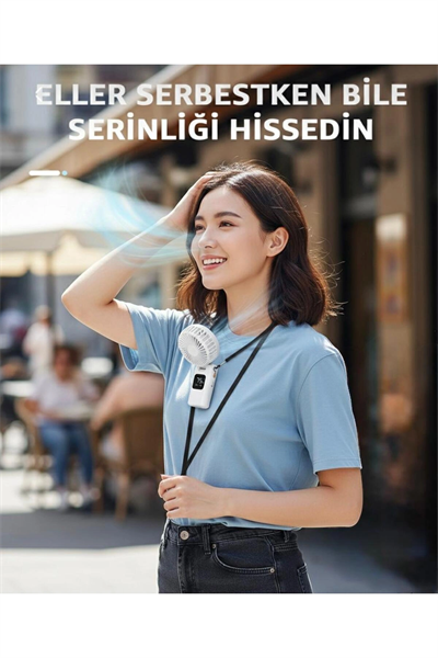 El vantilatörü beyaz renk dijital göstergeli 5 hız ayarı şarjlı masaüstü ip tutmalı 2 yıl garantili