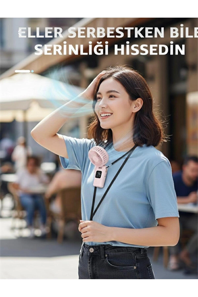 El vantilatörü dijital göstergeli 5 hız ayarı şarjlı masaüstü pembe 2 yıl garantili