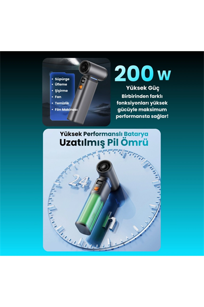 El vantilatörü gri renk motorlu 4000mAh bataryalı 2 yıl garantili - Elektronik - İklimlendirme