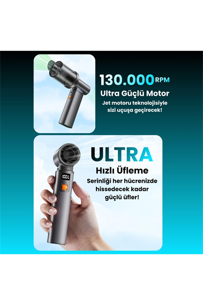 El vantilatörü gri renk motorlu 4000mAh bataryalı 2 yıl garantili - Elektronik - İklimlendirme