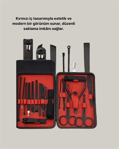 El ve Ayak Bakım Seti 17 Parça Taşınabilir Deri Çantalı Manikür Seti