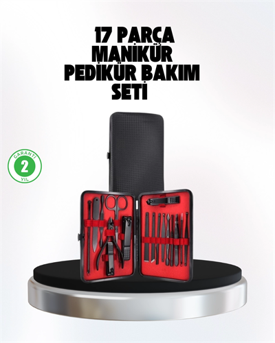 El ve Ayak Bakım Seti 17 Parça Taşınabilir Deri Çantalı Manikür Seti