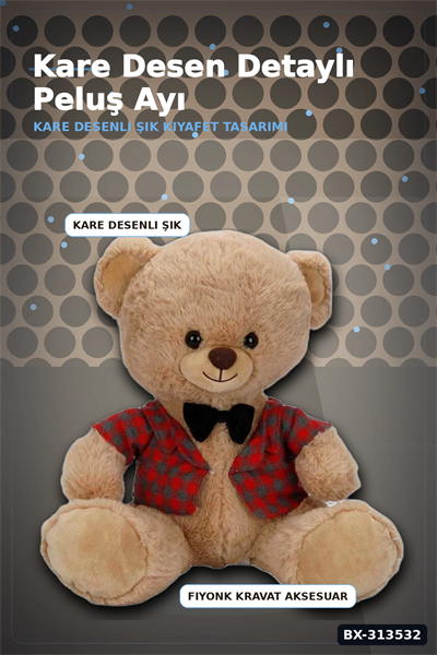 Elbiseli 32 cm Peluş Ayı Oyuncak – Yumuşak Dolgulu Sevimli Hediye ve Aksesuar BX-313532