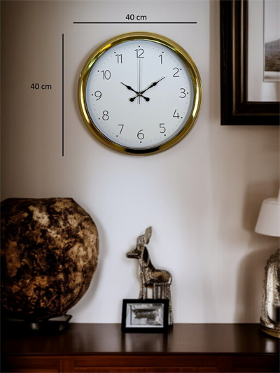 Elegance Gold 40 Cm Metal Dekoratif Tasarım Duvar Saati